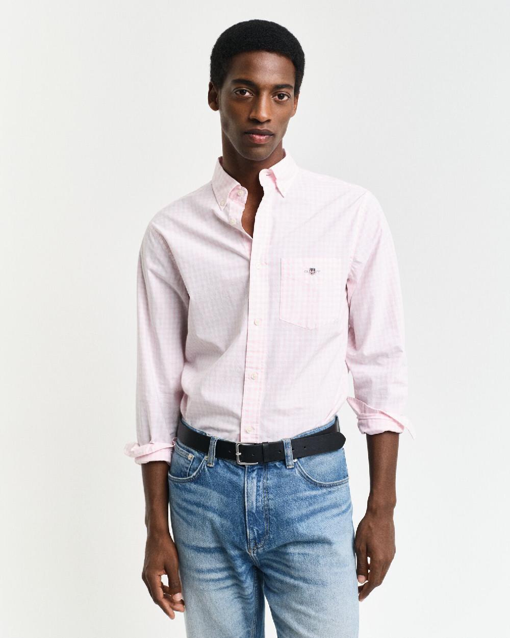 gant Regular Fit Classic Gingham Poplin Shirt light pink