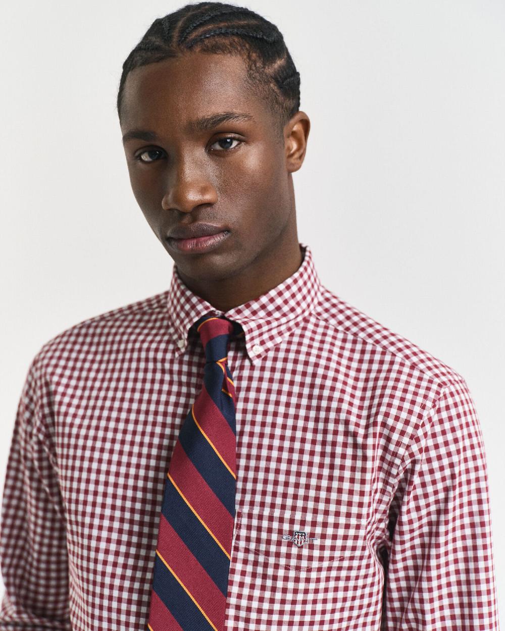 Gant Regular Fit Classic Gingham Poplin Shirt Plumped Red