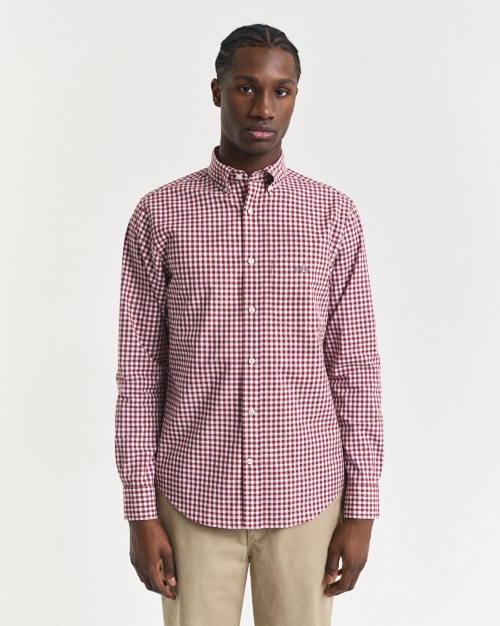 Gant Regular Fit Classic Gingham Poplin Shirt Plumped Red
