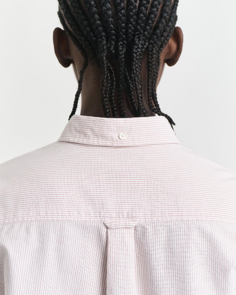 Gant Regular Fit Classic Striped Oxford Shirt Faded Brick