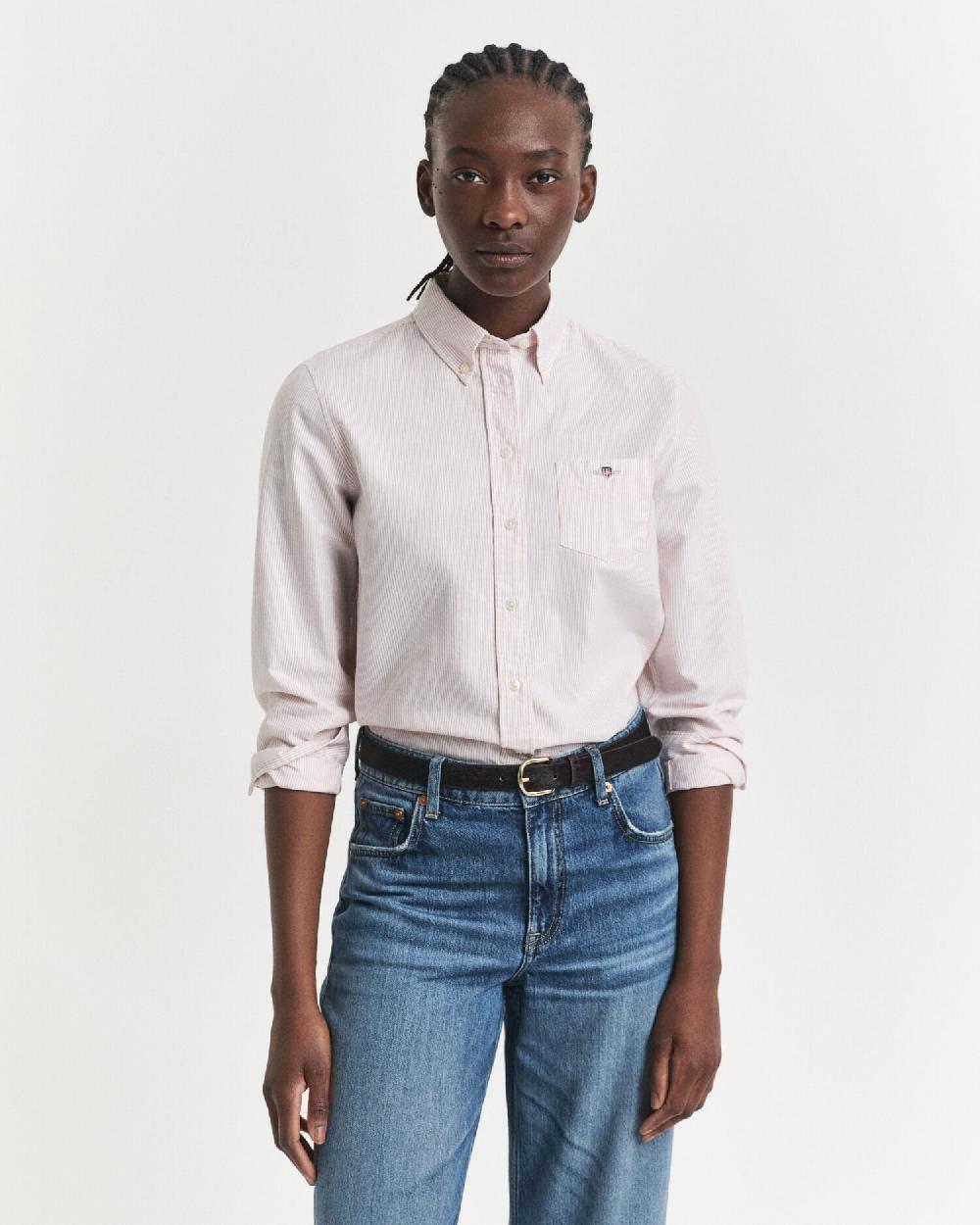 gant Regular Fit Classic Striped Oxford Shirt faded brick