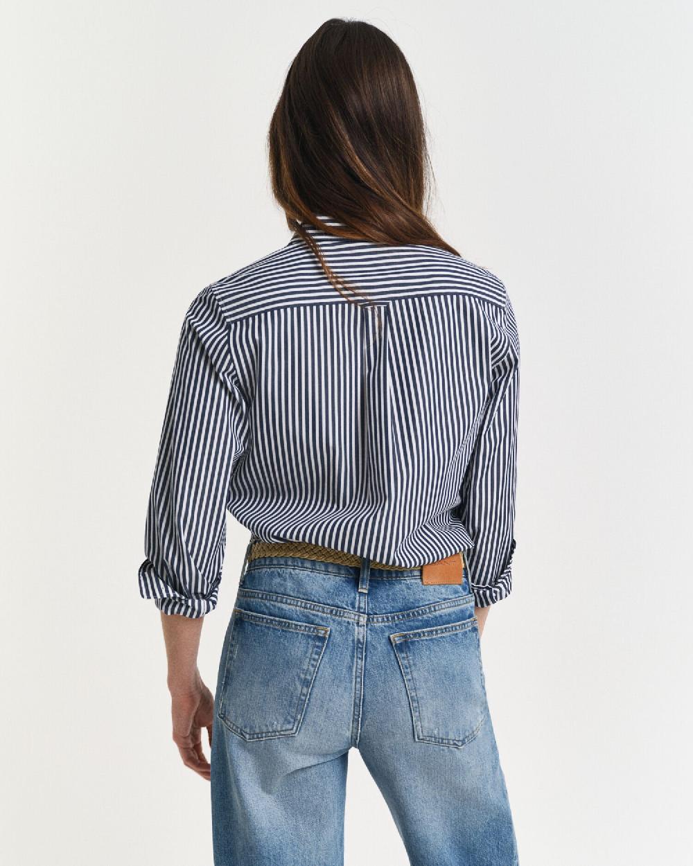Gant Regular Fit Classic Striped Poplin Shirt Classic Blue