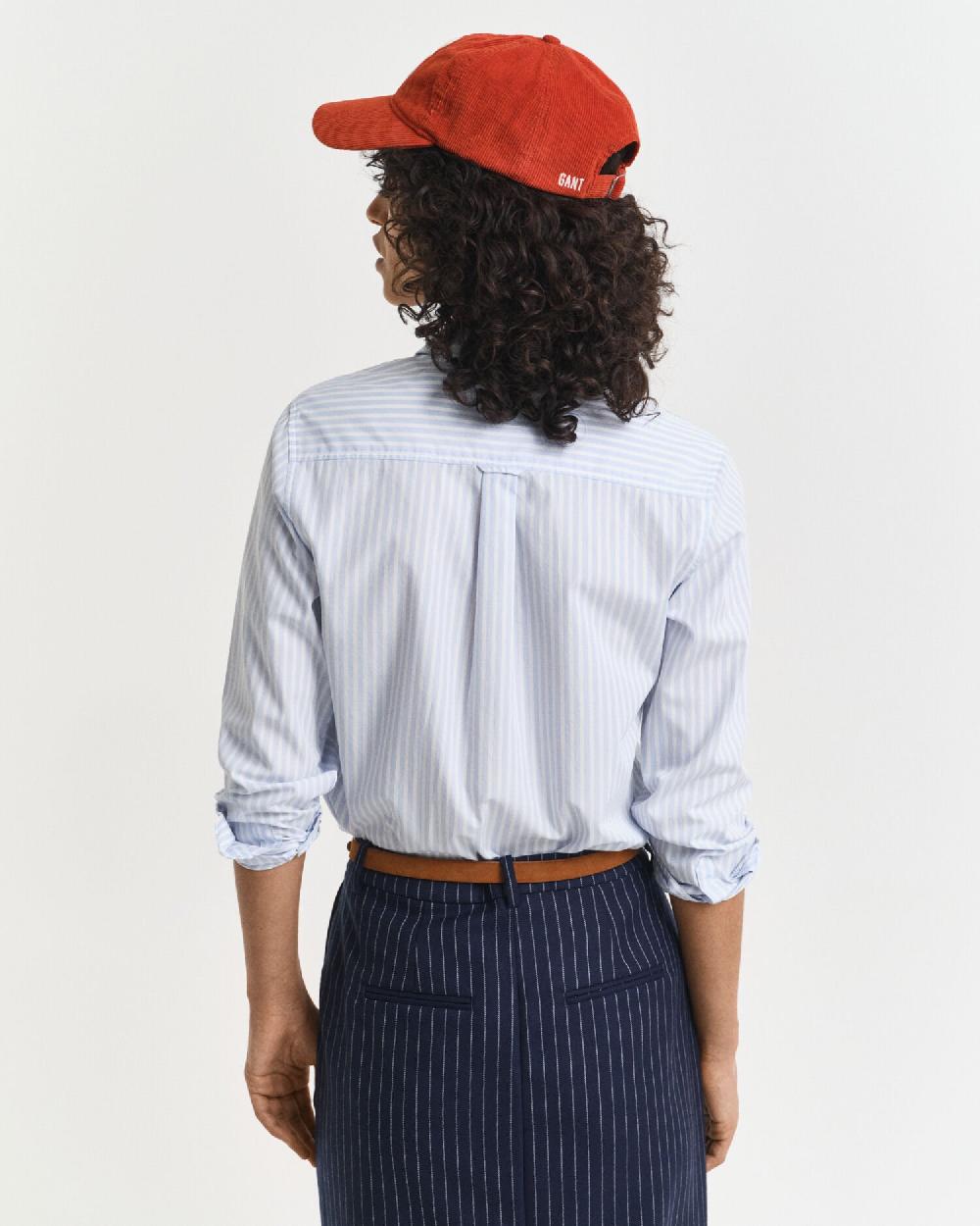 gant Regular Fit Classic Striped Poplin Shirt Light Blue