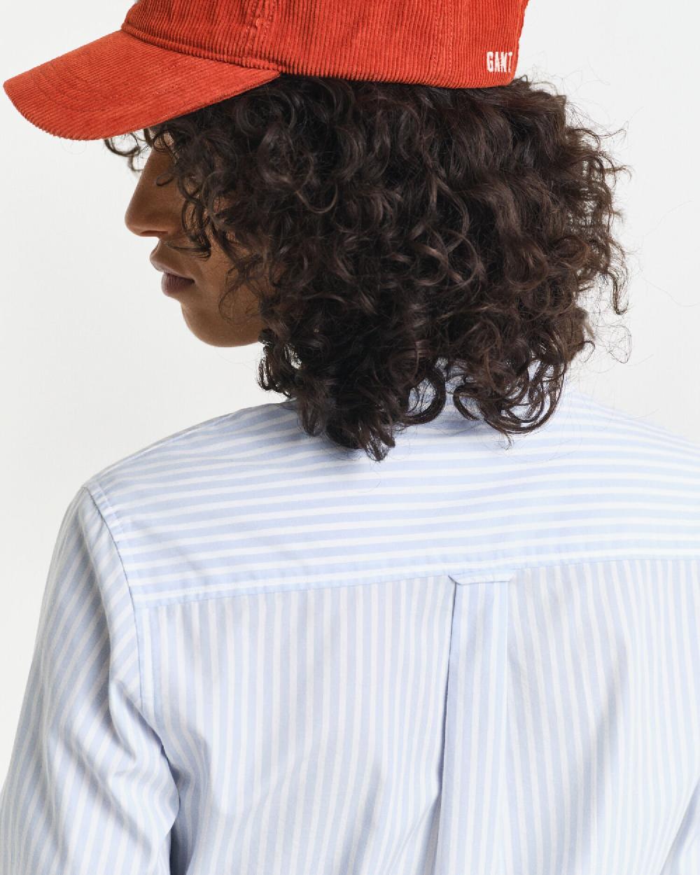 gant Regular Fit Classic Striped Poplin Shirt Light Blue