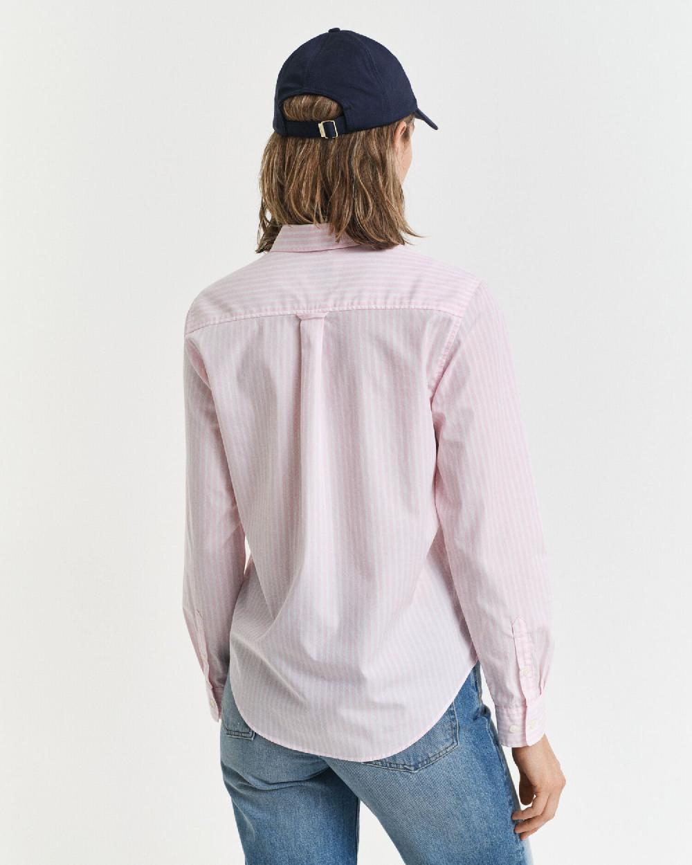 Gant Regular Fit Classic Striped Poplin Shirt Light Pink