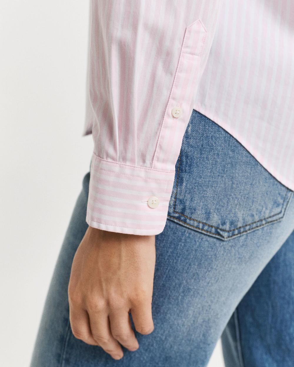 Gant Regular Fit Classic Striped Poplin Shirt Light Pink