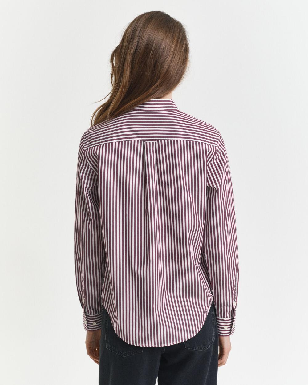 Gant Regular Fit Classic Striped Poplin Shirt Plum Wine