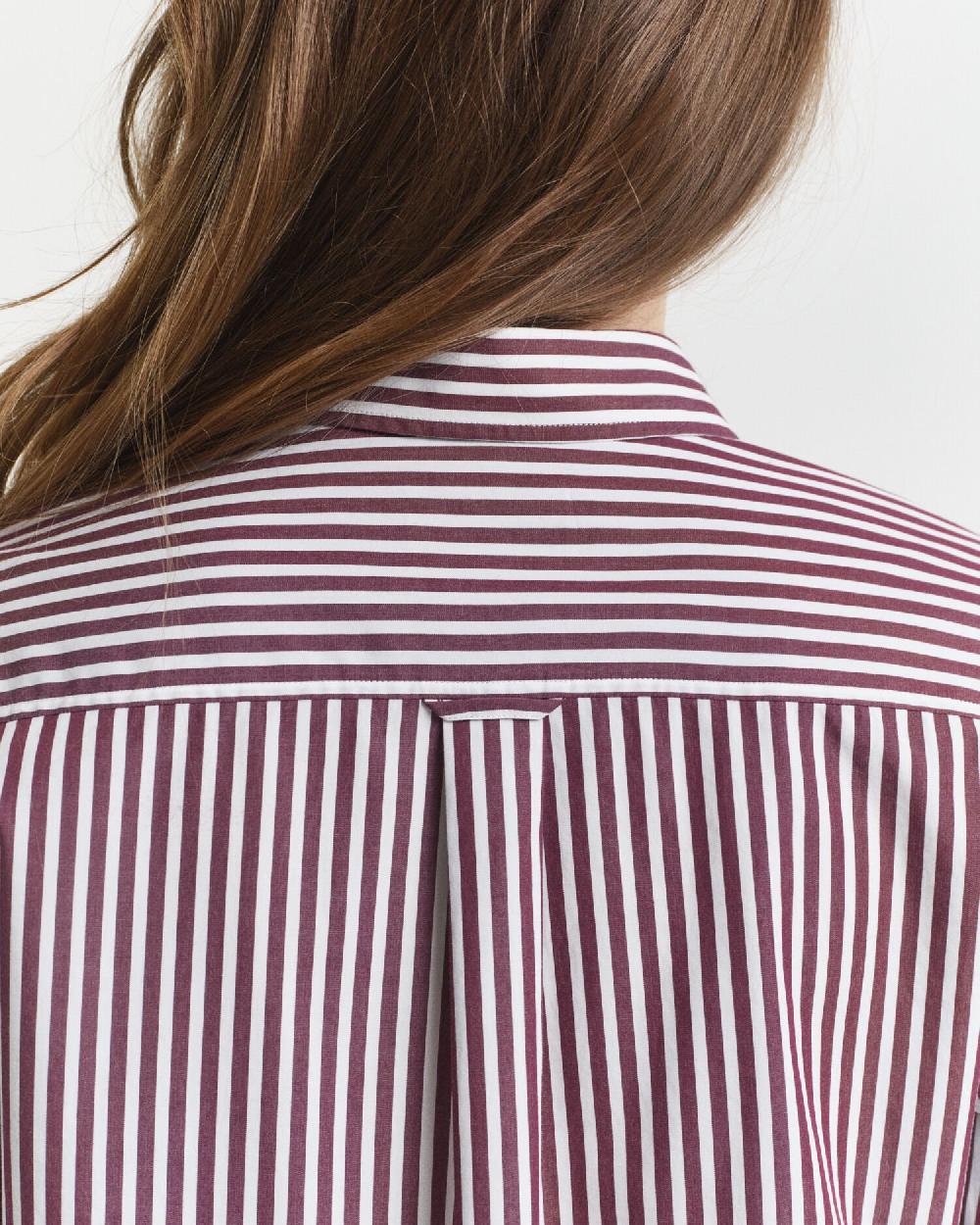 Gant Regular Fit Classic Striped Poplin Shirt Plum Wine