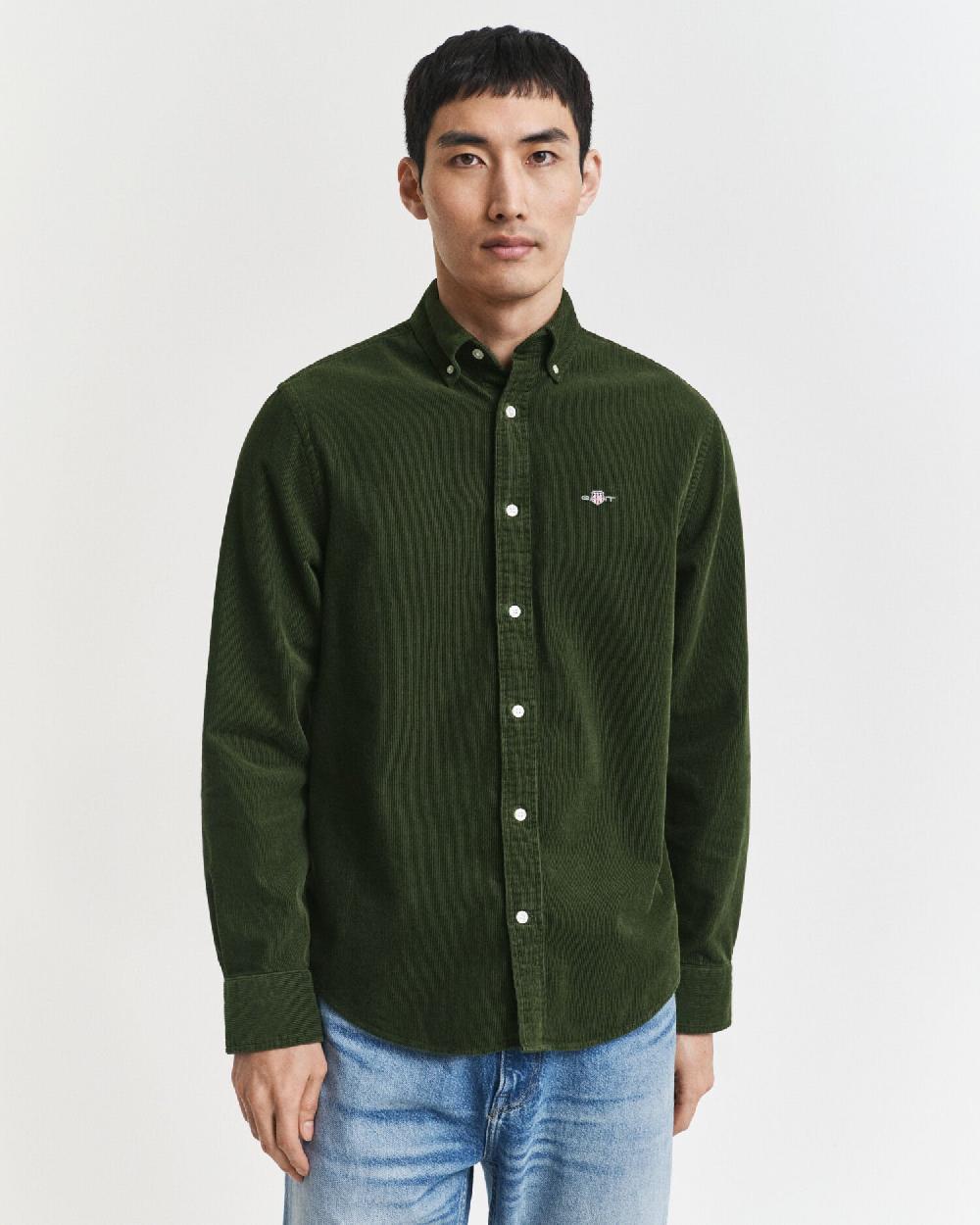 Gant Regular Fit Cotton Corduroy Shirt Country Green