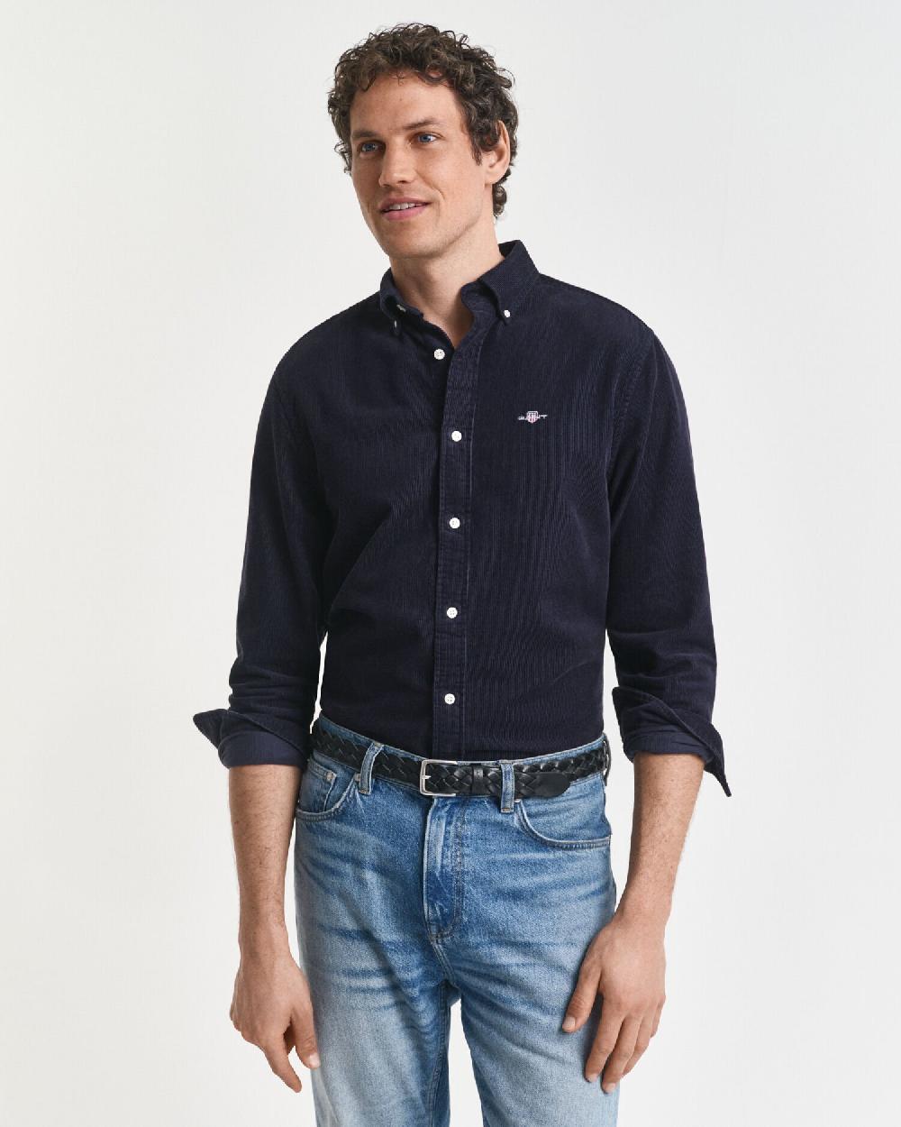 gant Regular Fit Cotton Corduroy Shirt evening blue