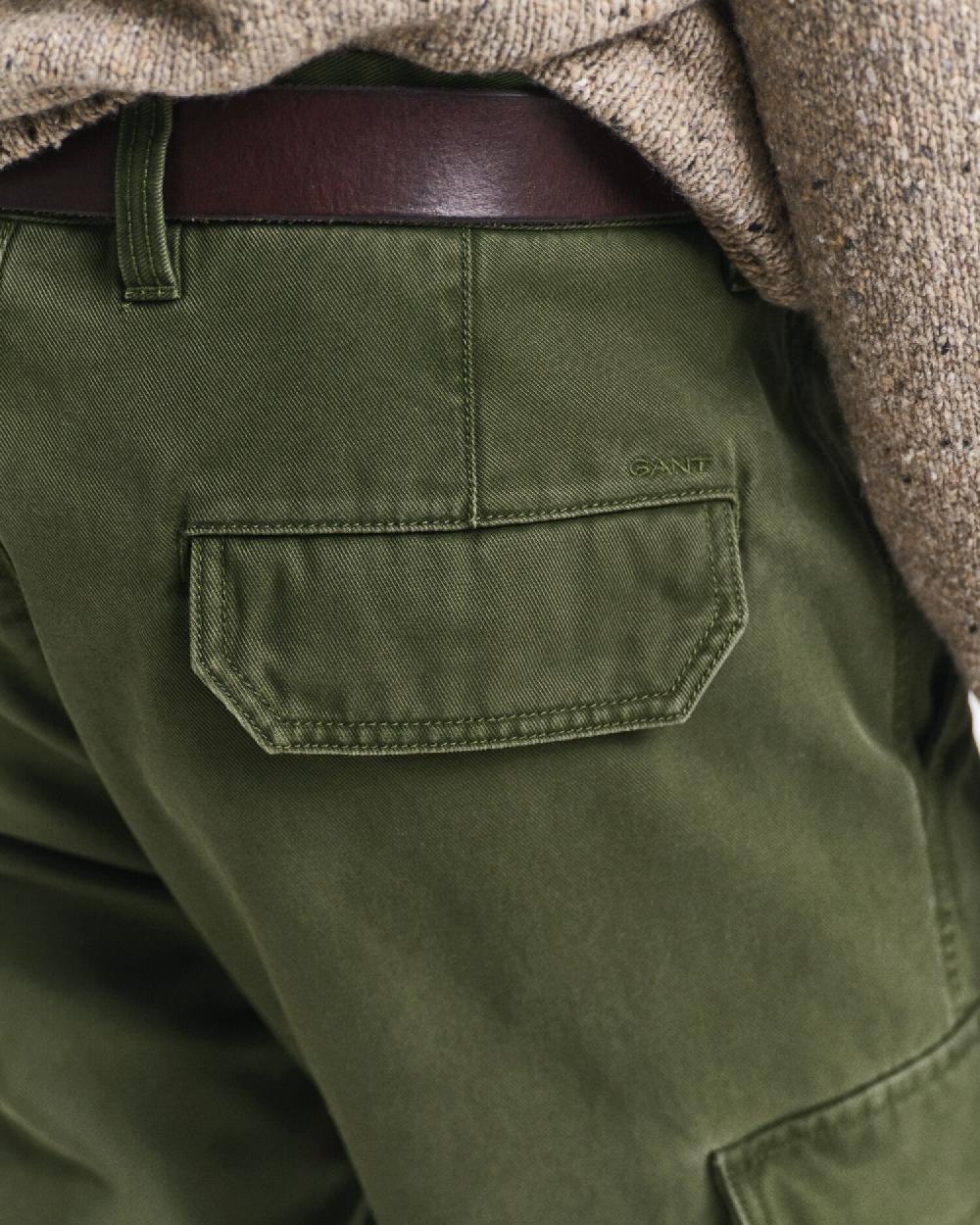 Gant Regular Fit Cotton Twill Cargo Pants Country Green