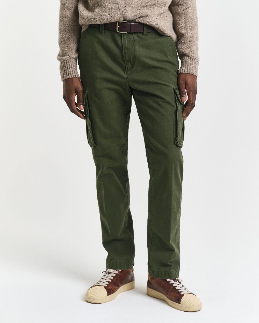 Gant Regular Fit Cotton Twill Cargo Pants Country Green