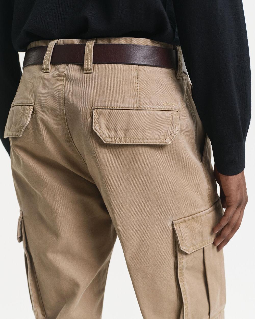 Gant Regular Fit Cotton Twill Cargo Pants Light Taupe