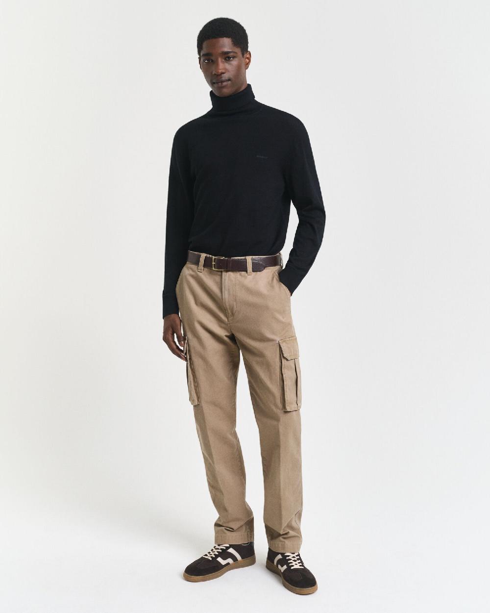 gant Regular Fit Cotton Twill Cargo Pants light taupe