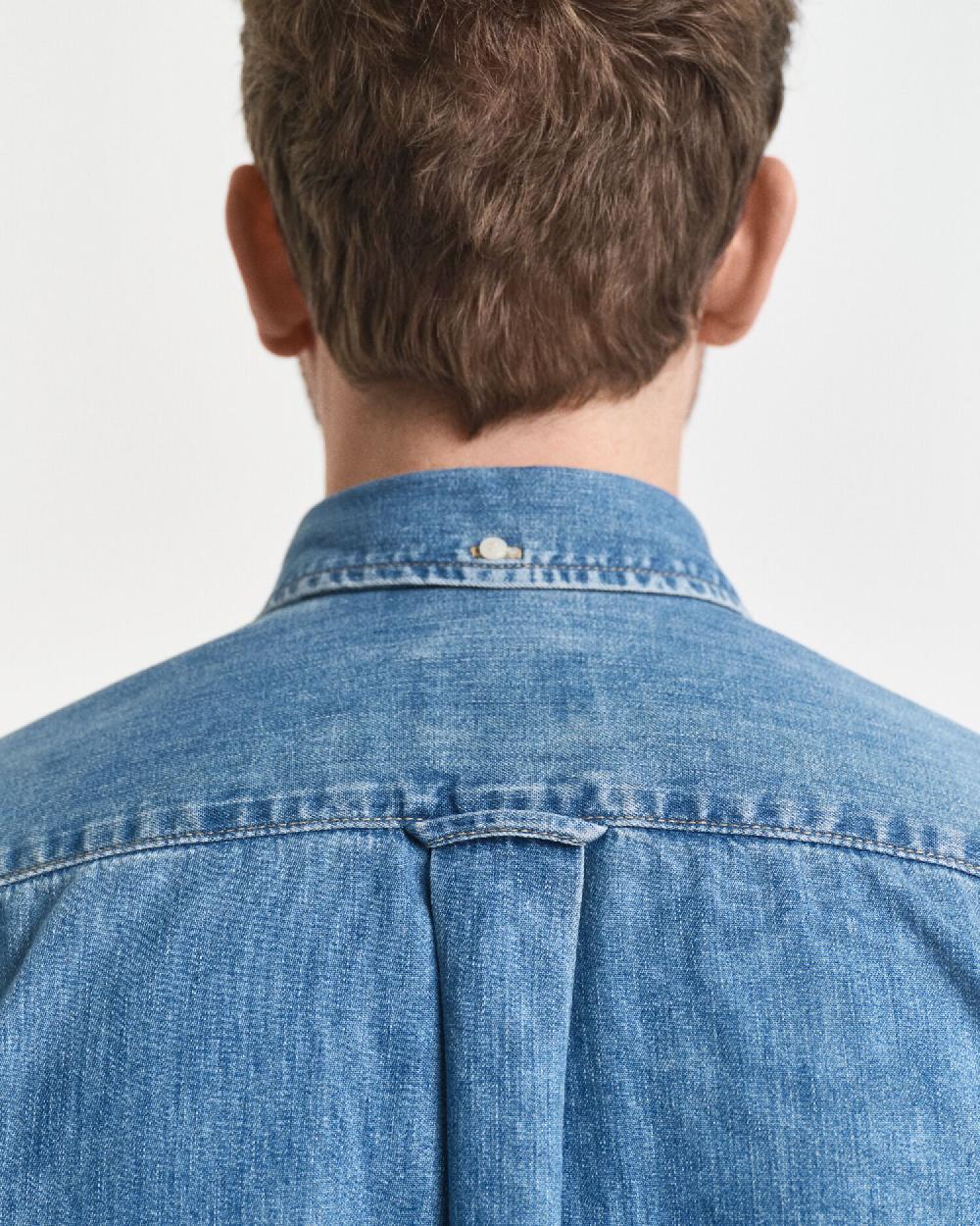 Gant Regular Fit Denim Shirt Semi Light Blue Worn In