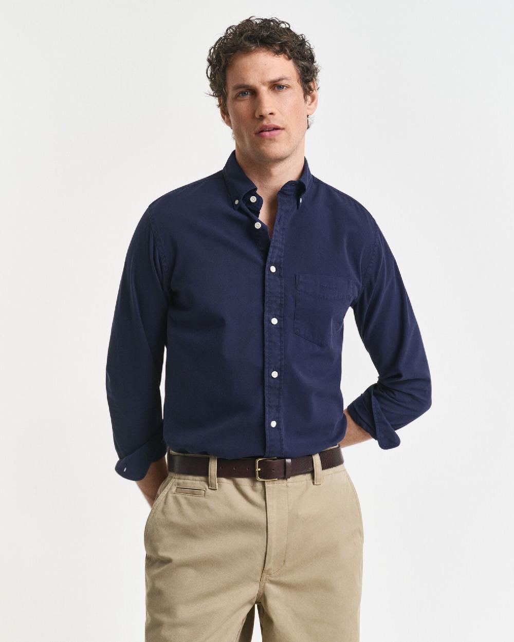 gant Regular Fit Garment-Dyed Twill Shirt evening blue