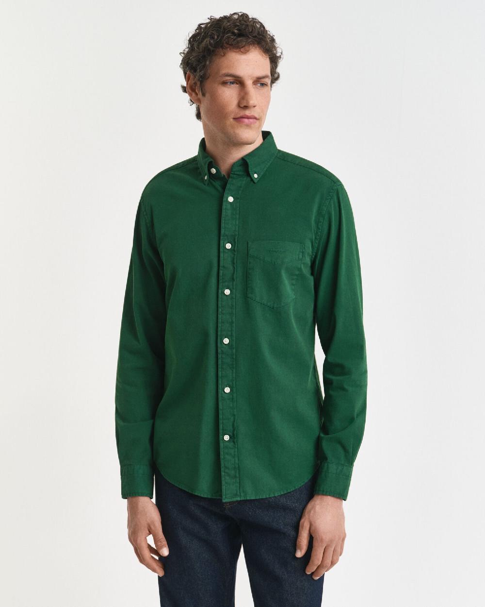 Gant Regular Fit Garment-Dyed Twill Shirt Forest Green