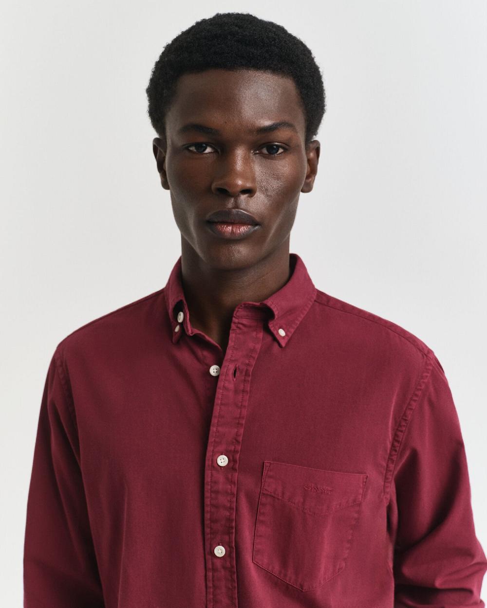 Gant Regular Fit Garment-Dyed Twill Shirt Plumped Red