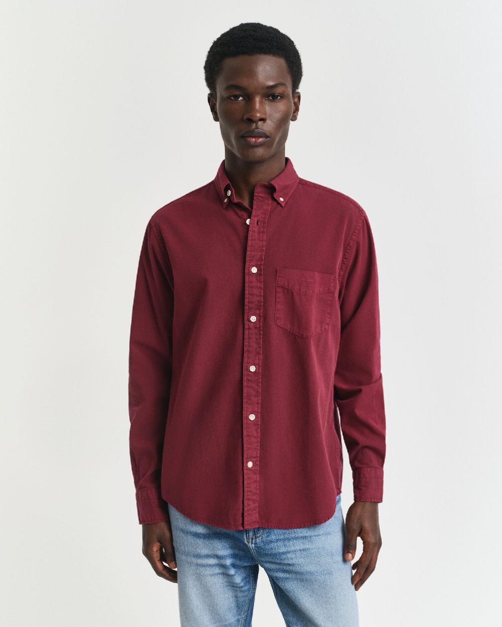 Gant Regular Fit Garment-Dyed Twill Shirt Plumped Red