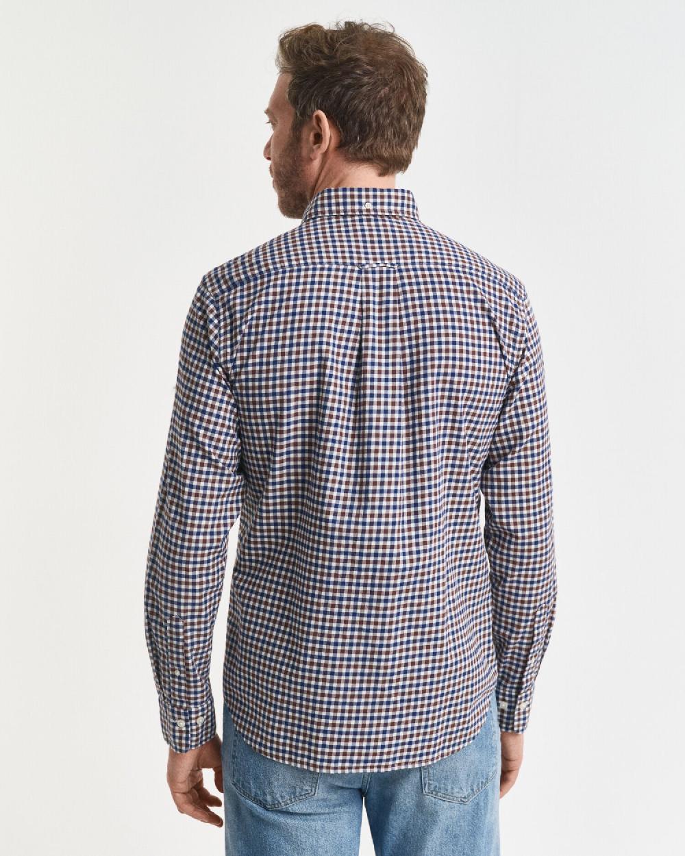 Gant Regular Fit Gingham Twill Shirt Mahogany Brown
