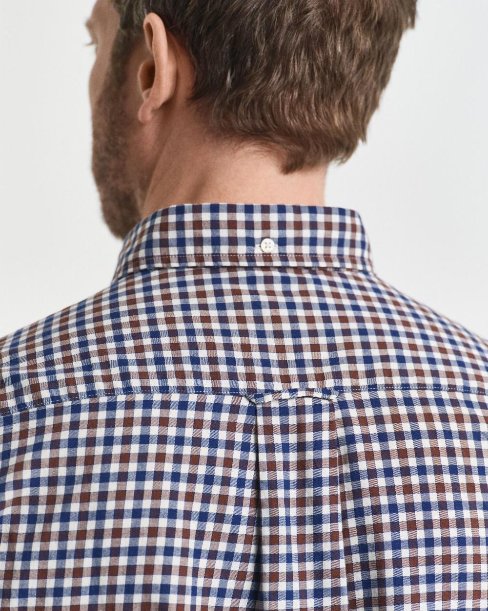 Gant Regular Fit Gingham Twill Shirt Mahogany Brown