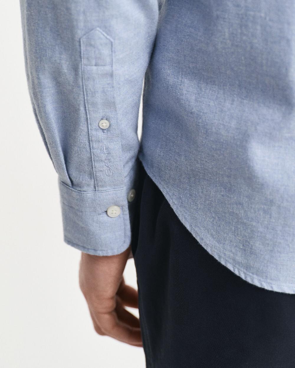 Gant Regular Fit Melange Flannel Shirt Light Blue Melange