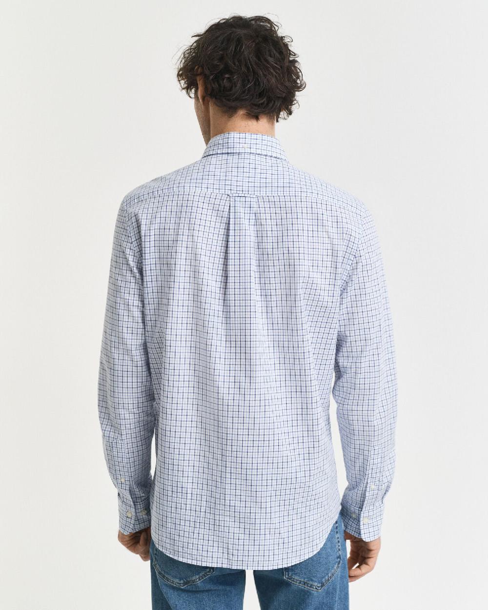 Gant Regular Fit Micro Checked Classic Poplin Shirt Clear Sky