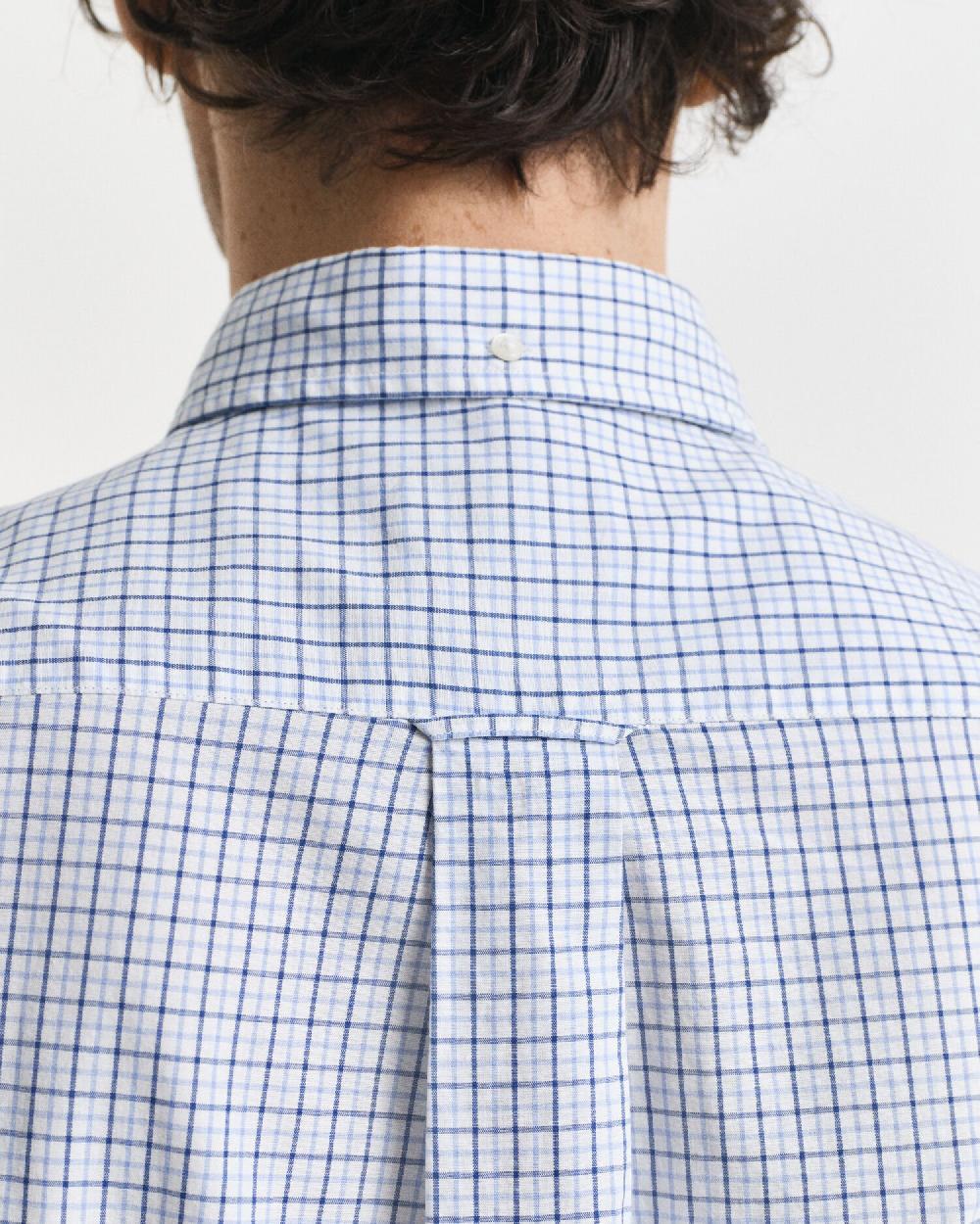 Gant Regular Fit Micro Checked Classic Poplin Shirt Clear Sky