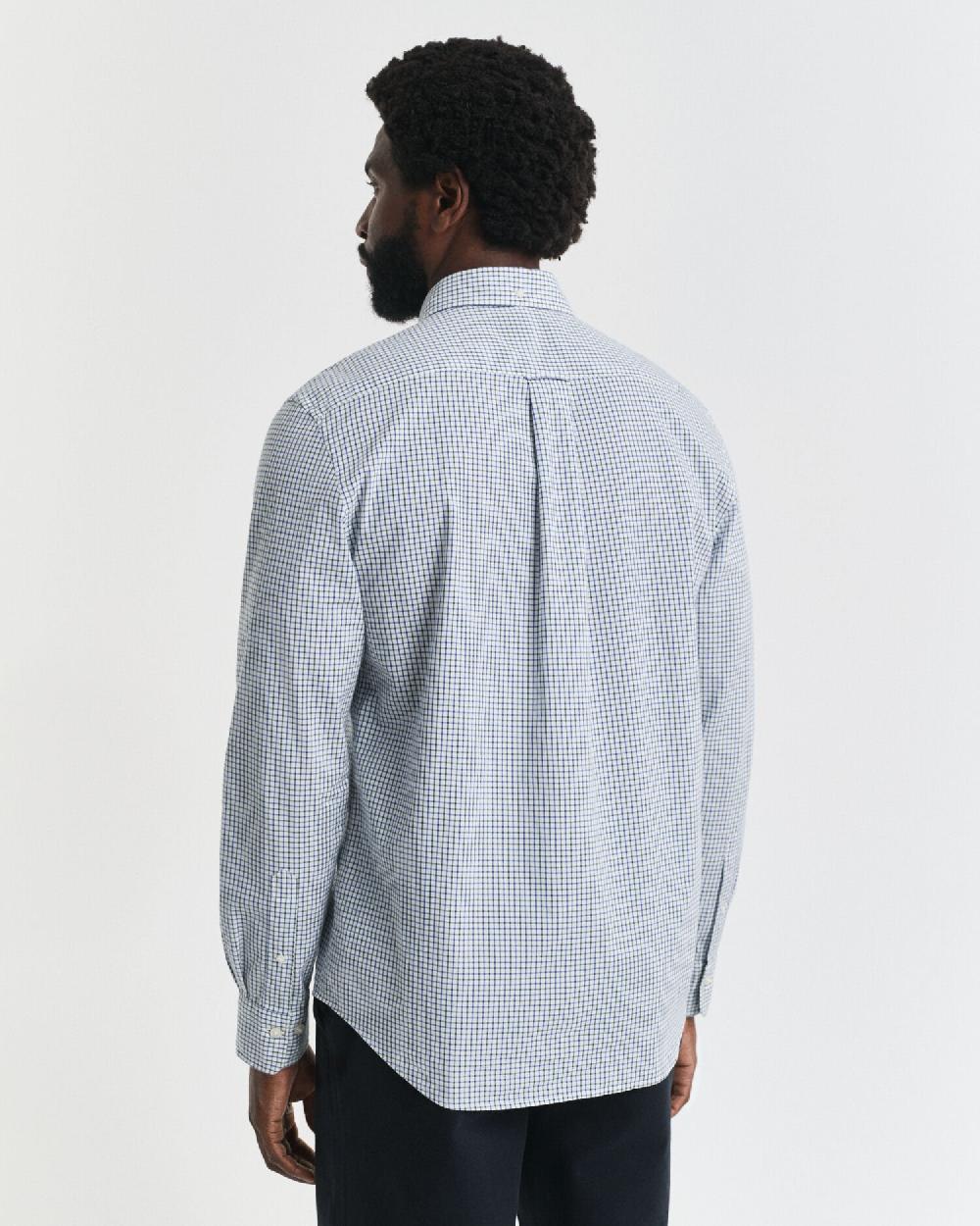 Gant Regular Fit Micro Checked Classic Poplin Shirt Forest Green