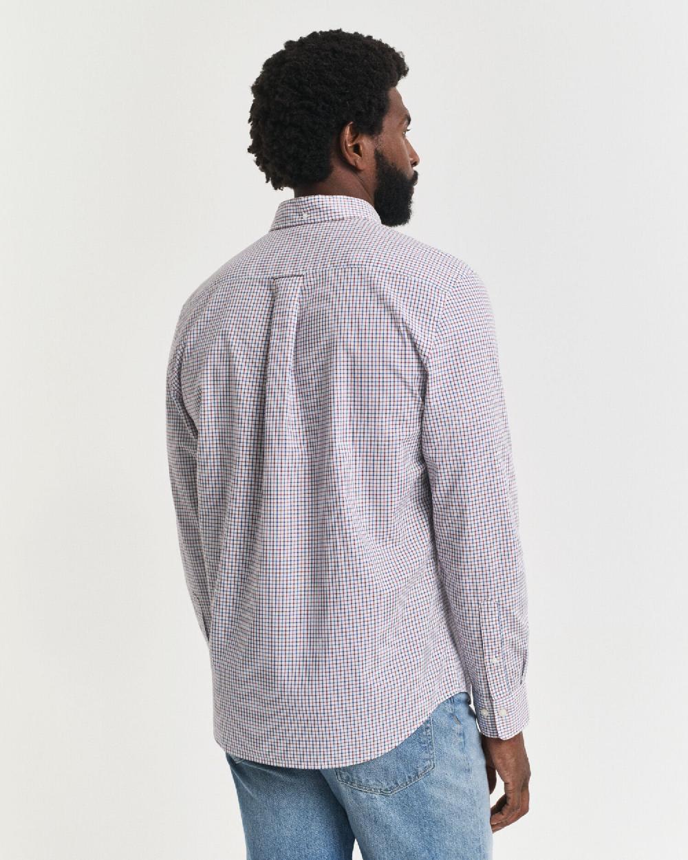 Gant Regular Fit Micro Checked Classic Poplin Shirt Plumped Red