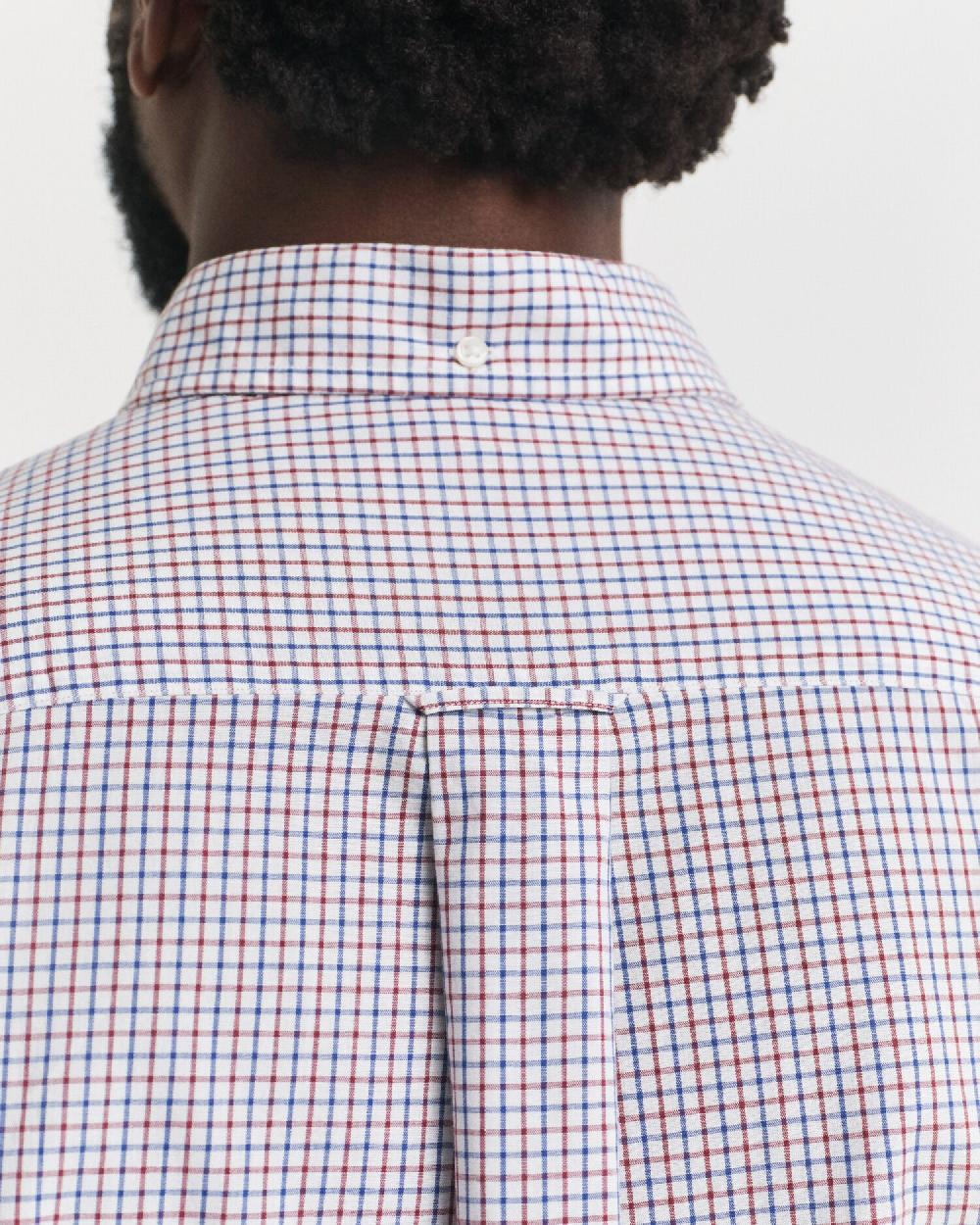 Gant Regular Fit Micro Checked Classic Poplin Shirt Plumped Red