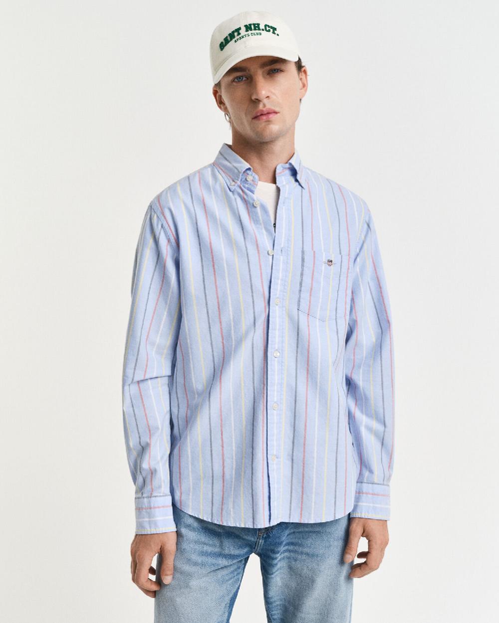 Gant Regular Fit Multi Striped Classic Oxford Shirt Light Blue