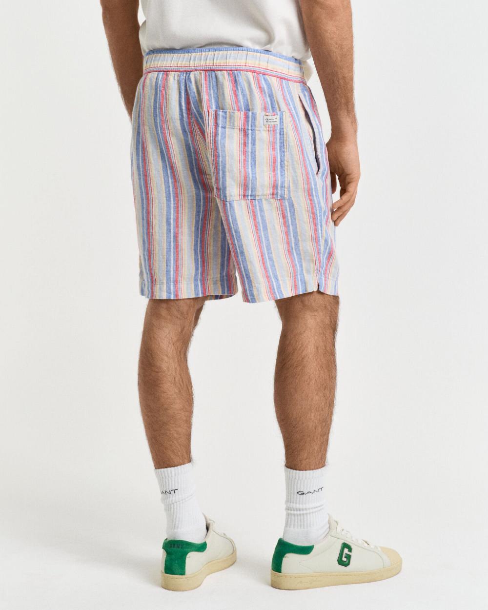 Gant Regular Fit Multi Striped Linen Shorts Perfect Blue