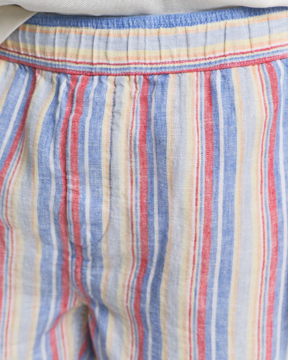 Gant Regular Fit Multi Striped Linen Shorts Perfect Blue