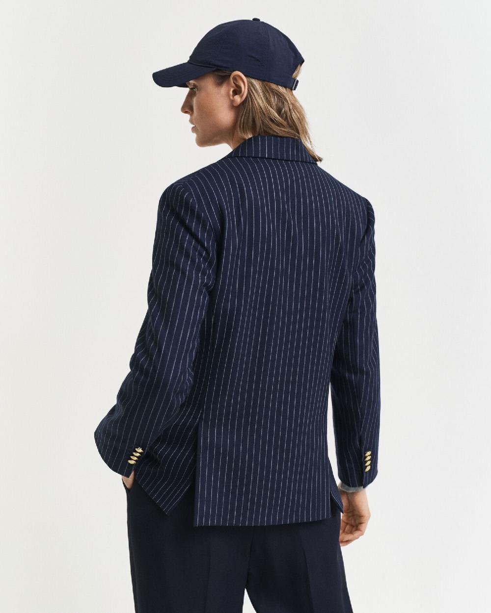 Gant Regular Fit Pinstriped Club Blazer Evening Blue