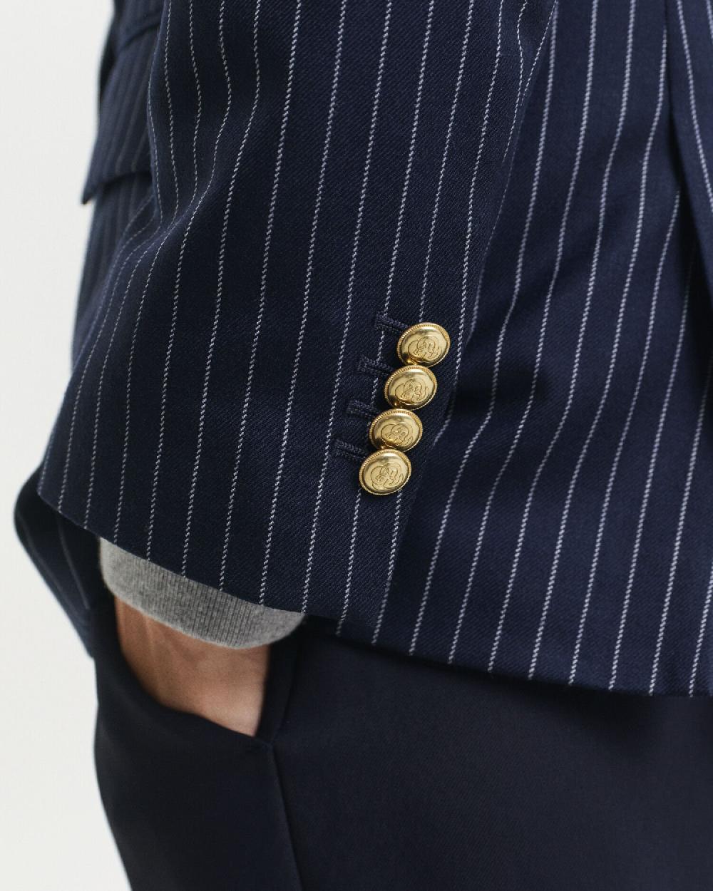 Gant Regular Fit Pinstriped Club Blazer Evening Blue