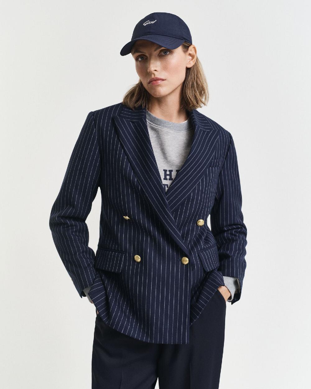 gant Regular Fit Pinstriped Club Blazer evening blue