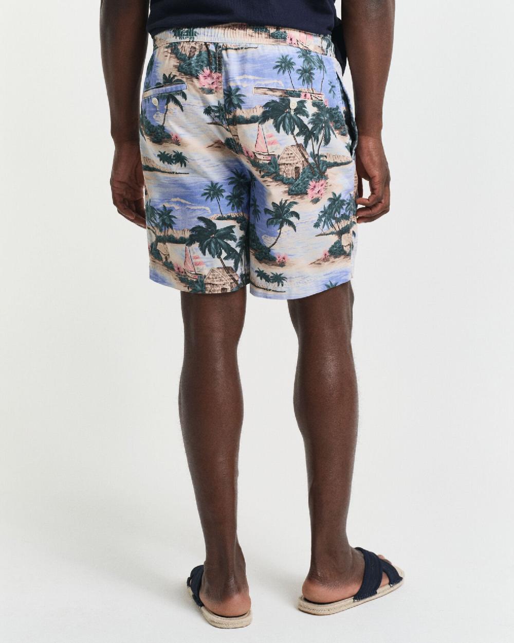 Gant Regular Fit Printed Drawstring Shorts Perfect Blue