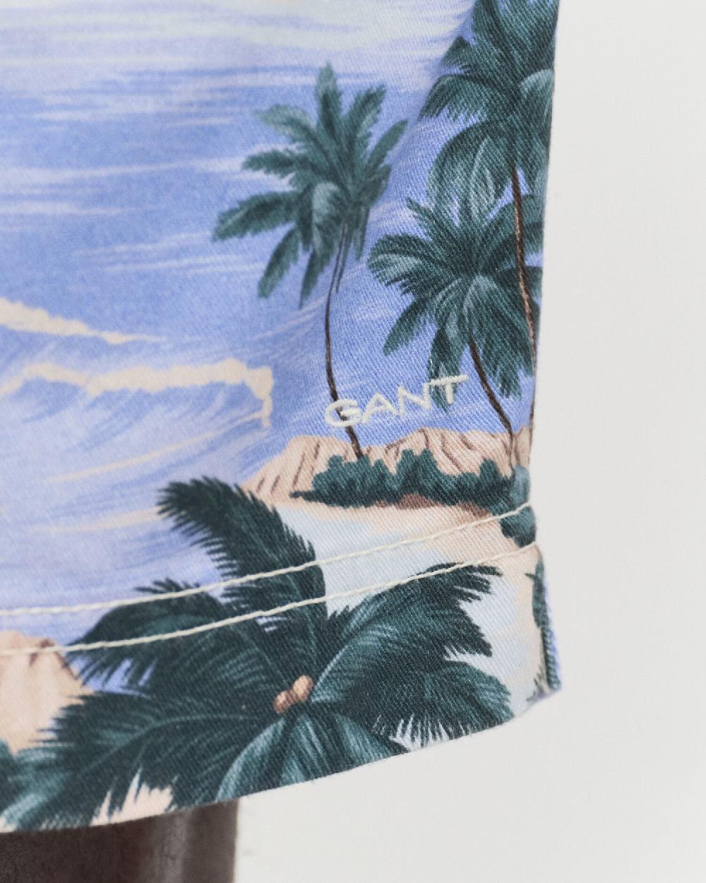 Gant Regular Fit Printed Drawstring Shorts Perfect Blue