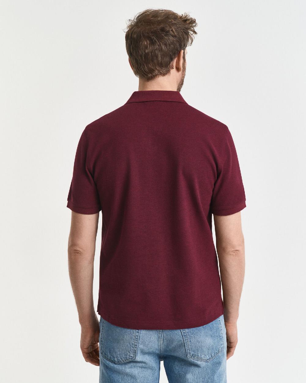 Gant Regular Fit Shield Piqué Polo Shirt Bordeaux Melange