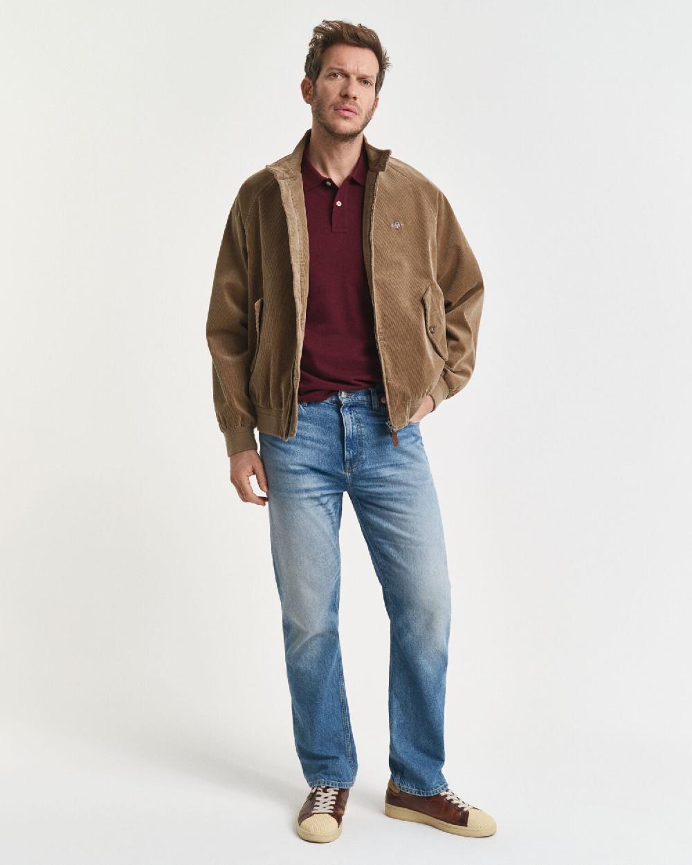 Gant Regular Fit Shield Piqué Polo Shirt Bordeaux Melange