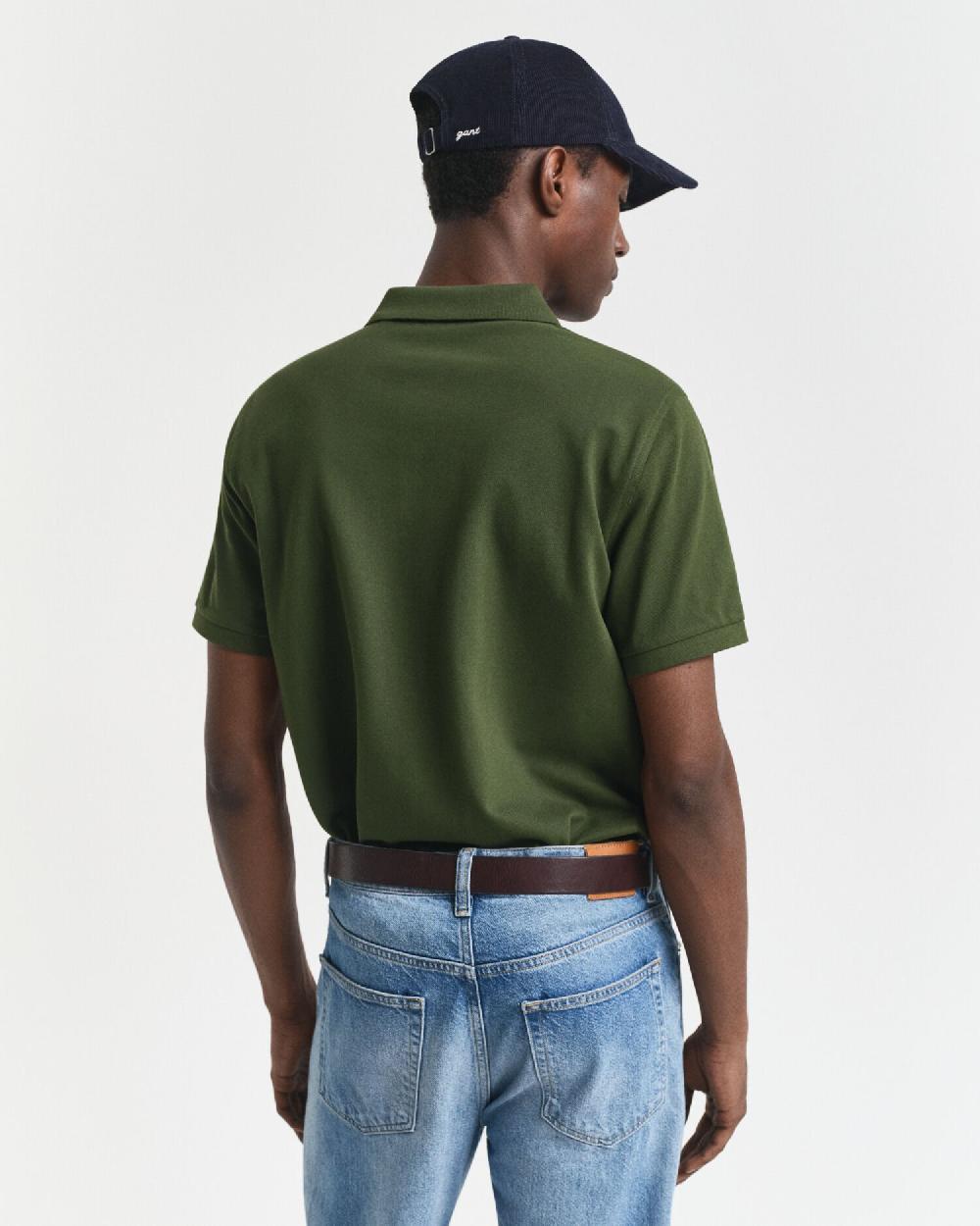 Gant Regular Fit Shield Piqué Polo Shirt Country Green