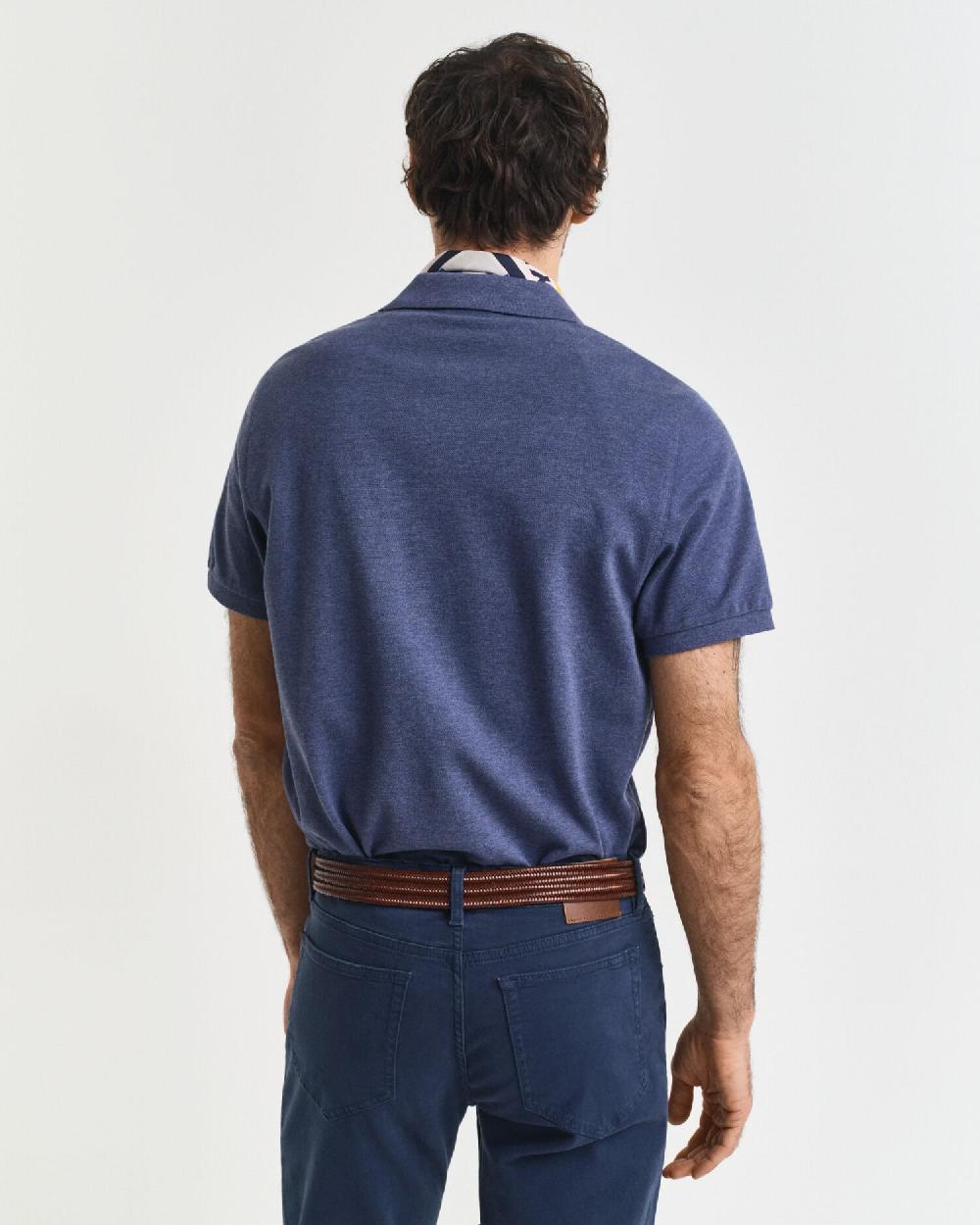 Gant Regular Fit Shield Piqué Polo Shirt Dk Jeansblue Melange