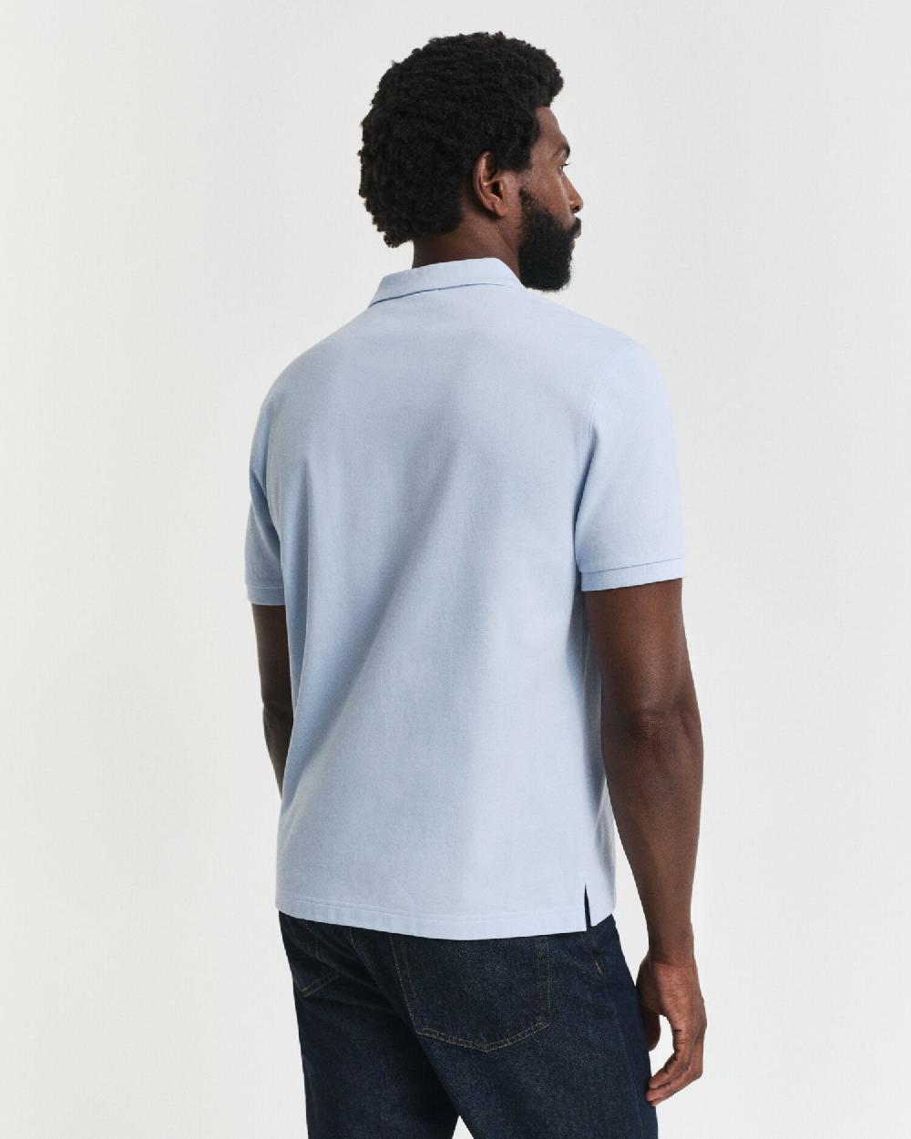 Gant Regular Fit Shield Piqué Polo Shirt Fresh Blue