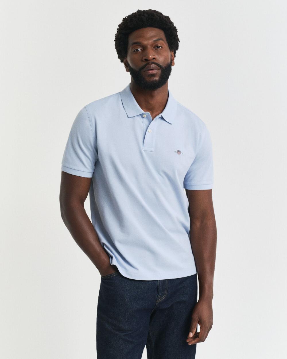 gant Regular Fit Shield Piqué Polo Shirt fresh blue