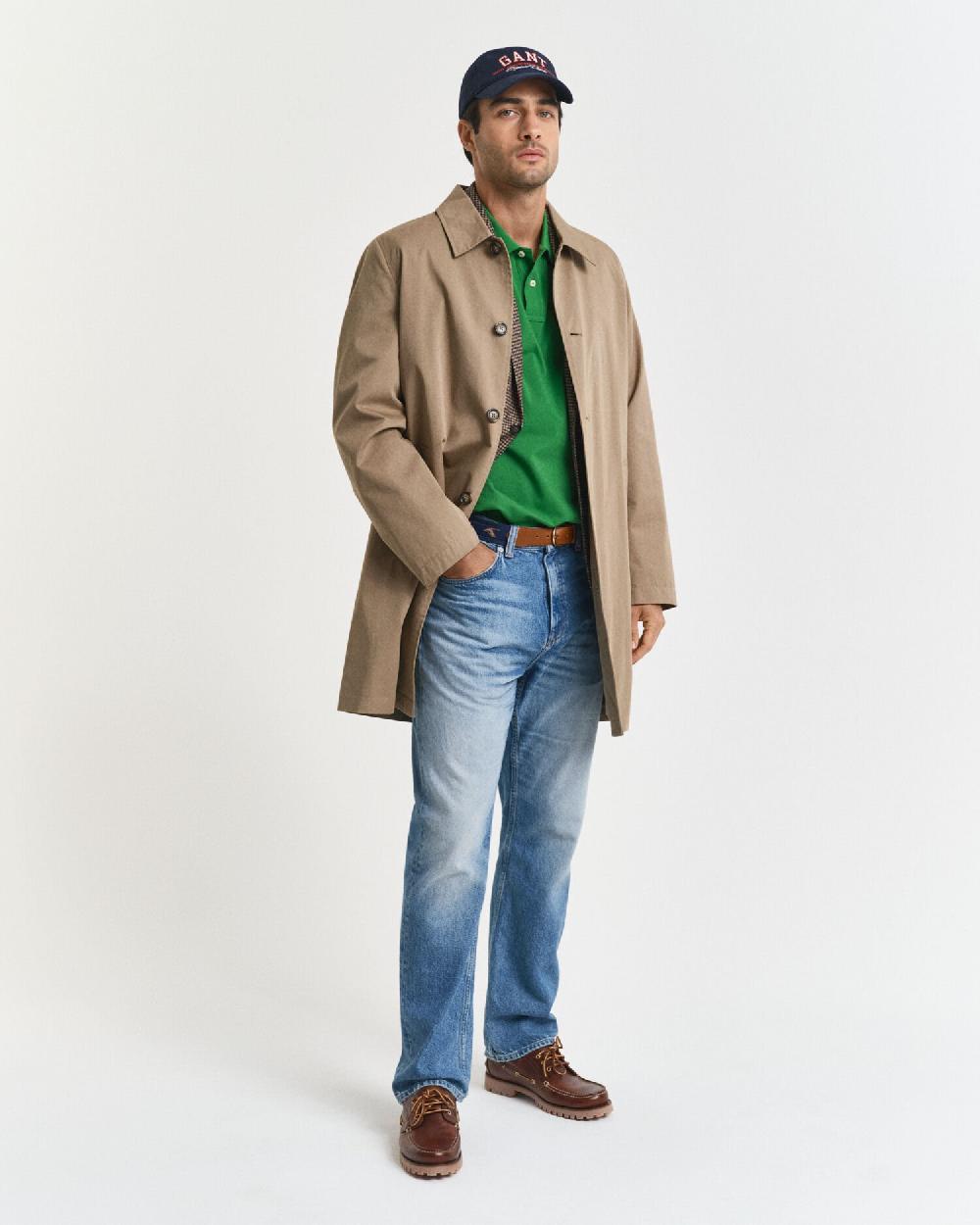 Gant Regular Fit Shield Piqué Polo Shirt Grass Green