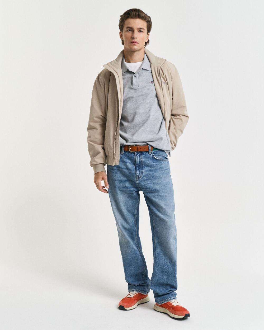 Gant Regular Fit Shield Piqué Polo Shirt Grey Melange