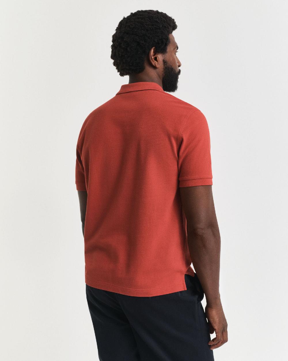 Gant Regular Fit Shield Piqué Polo Shirt Modern Rust