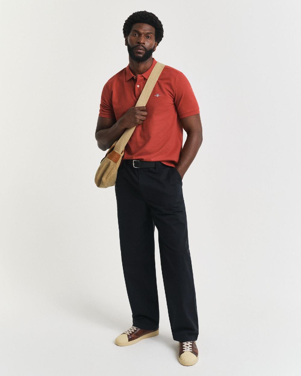 Gant Regular Fit Shield Piqué Polo Shirt Modern Rust