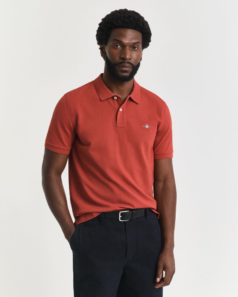 gant Regular Fit Shield Piqué Polo Shirt modern rust